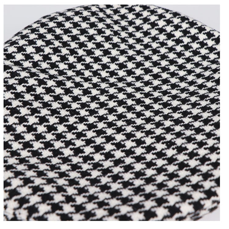 [Hàng có sẵn] Mũ nồi kẻ phong cách thời trang Hàn Quốc Rimmie PU VIỀN HOUNDSTOOTH GEBERE