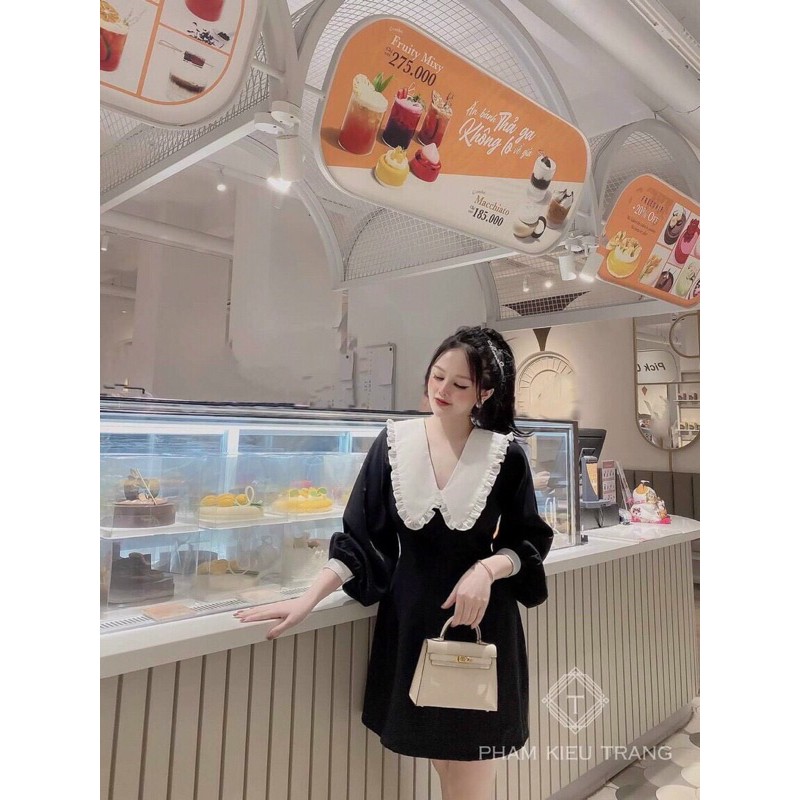 [Mã WAMT1505 giảm 10K đơn 0K] Đầm Tiểu Thư Bèo Trắng Dài Tay Siêu Dễ Thương