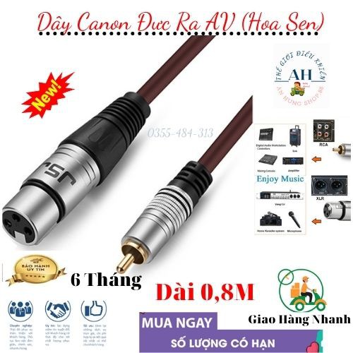 dây canon 2 đầu đực cái và dây canon cái ra av ( hoa sen) 0,8m