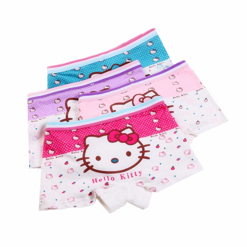 Bộ 4 Quần Lót Cotton In Hình Chuột Minnie Đáng Yêu Cho Bé Gái