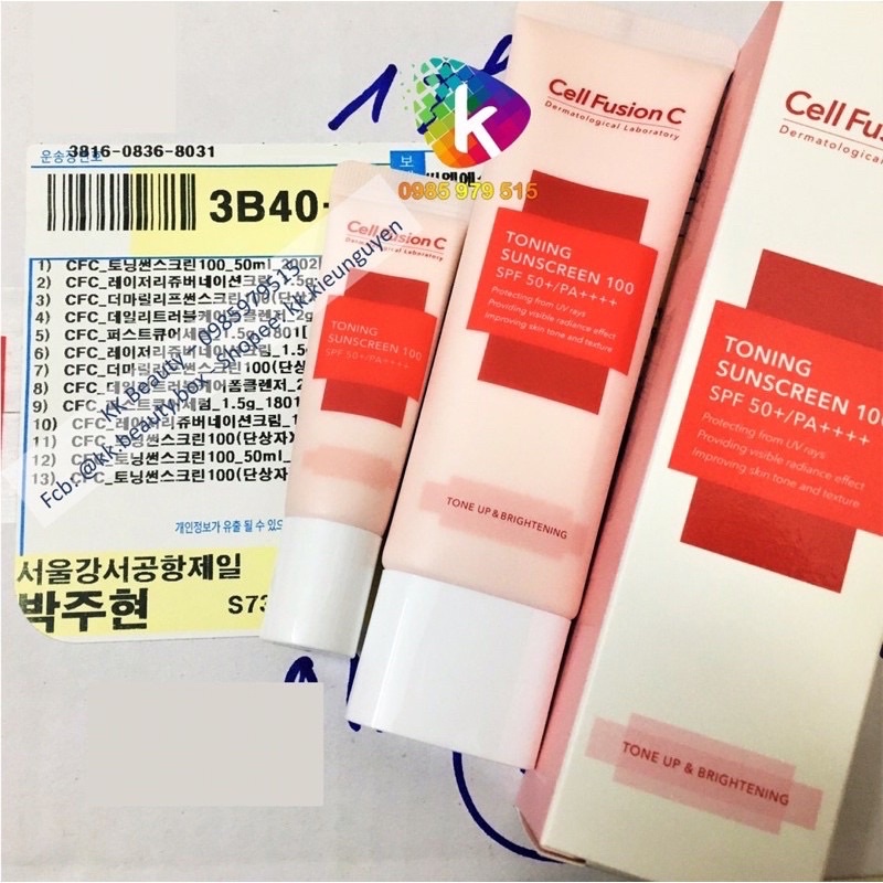 Kem chống nắng Cell Fusion C, kem chống nắng cho da dầu, nhạy cảm, khô, yếu, nâng tone
