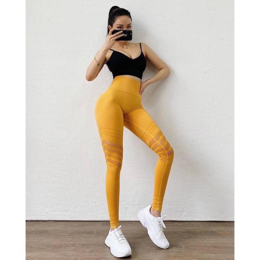 [EMMA] Quần Tập Gym Nữ Yoga [LEGGING] Lưới Chun Mông [ĐỒ TẬP]