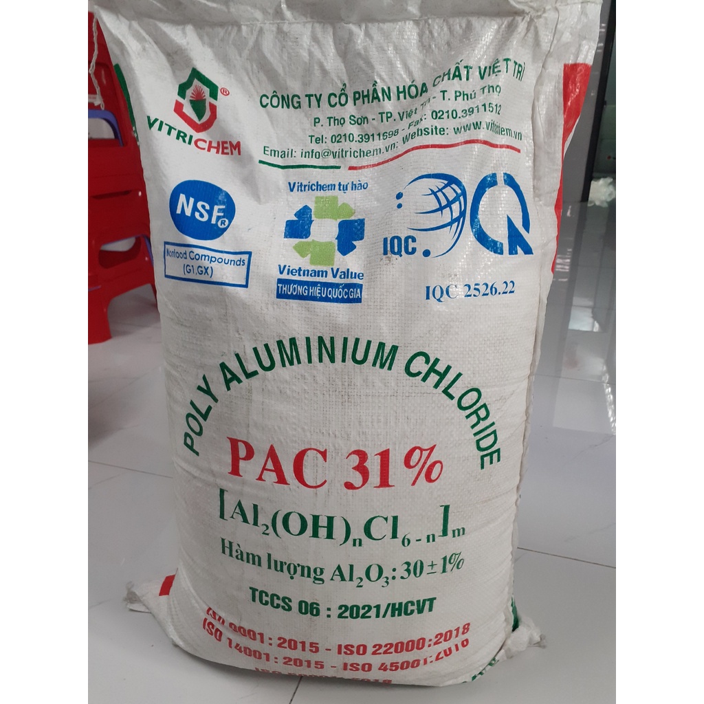Pac 31% việt trì siêu lắng màu trắng túi 1 ký.