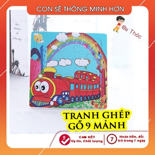 Tranh ghép gỗ💚FREESHIP💚Tranh ghép hình bằng gỗ 9 mảnh đồ chơi cho bé phát triển tư duy 1- 6 Tuổi