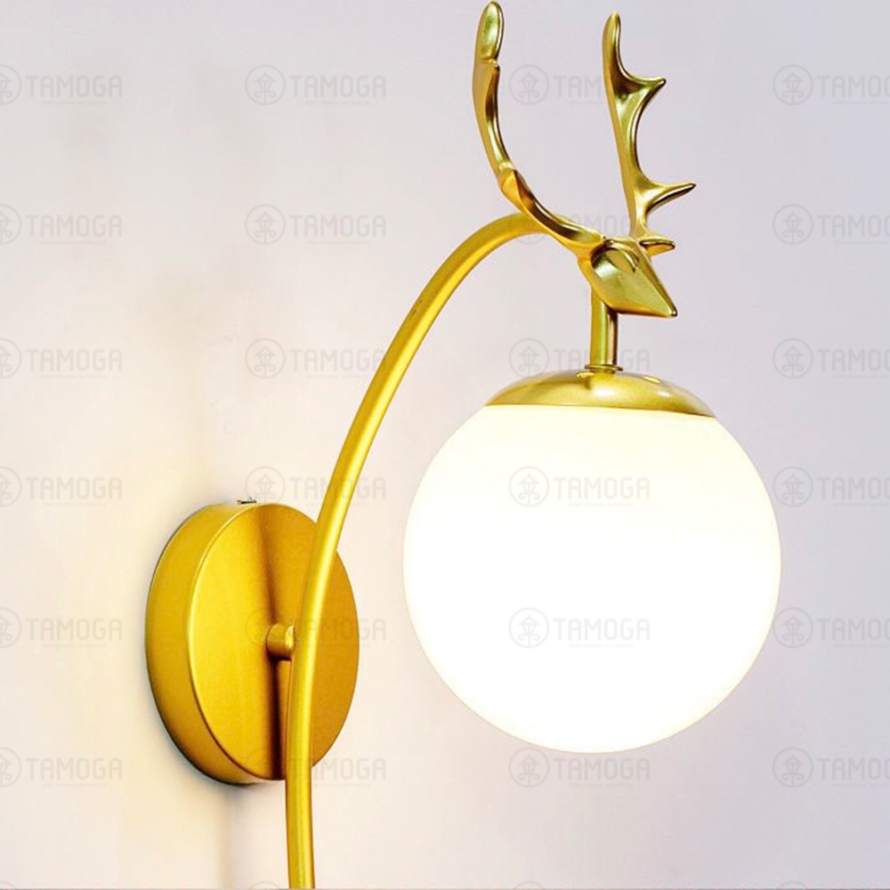 Đèn treo tường, vách, đèn treo tường sừng hươu, đầu hươu DGT 5890 - Bóng 9w ba màu