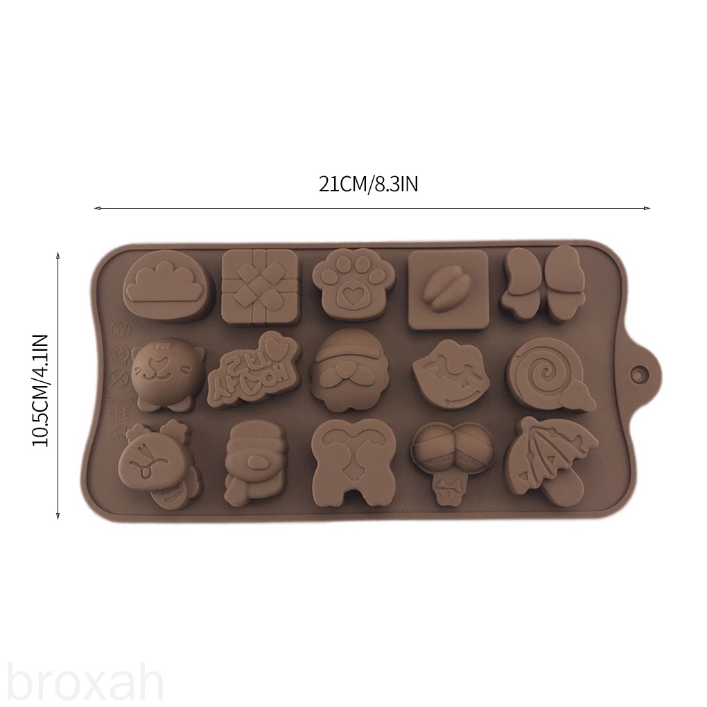 Khuôn silicone làm bánh kẹo 15 ngăn tạo hình nhiều mẫu hoạt hình tùy chọn đáng yêu tiện lợi