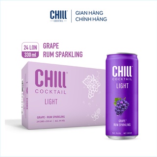 Thùng 24 lon Chill Cocktail Light vị Grape Rum Sparkling 330ml lon