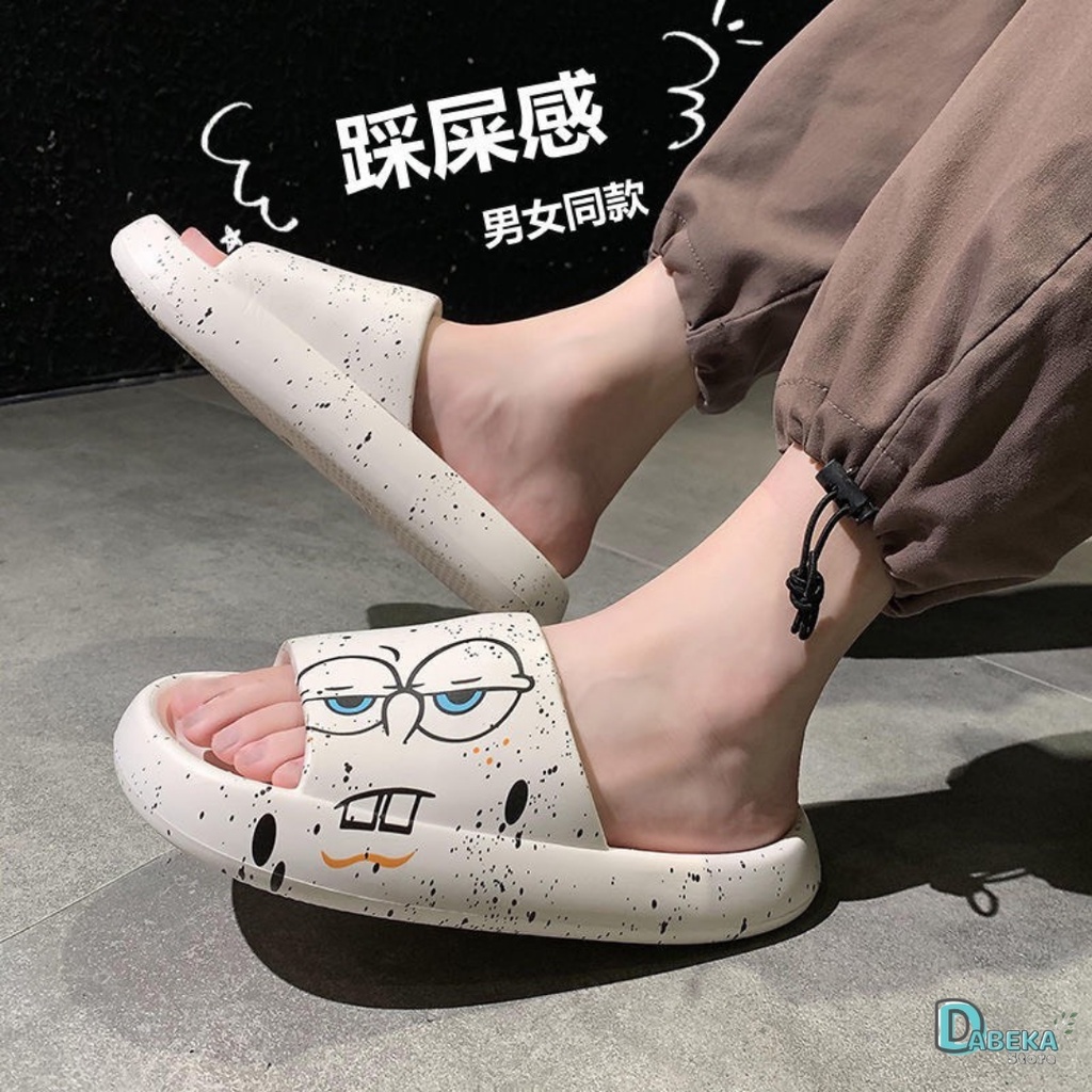 Dép Quai Ngang Hở Mũi Đế Cao Unisex Ulzzang Hoạ Tiết Cute - Dép Đế Bánh Mì Nam Nữ Hoạt Hình Ngộ Nghĩnh - Dabeka - D035