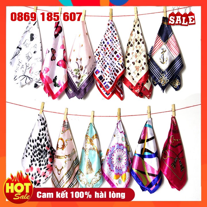 Khăn Turban Bandana Headband Lụa Satin Vuông Quàng Cổ Siêu Hot Mùa Hè Kích Thước 50x50cm