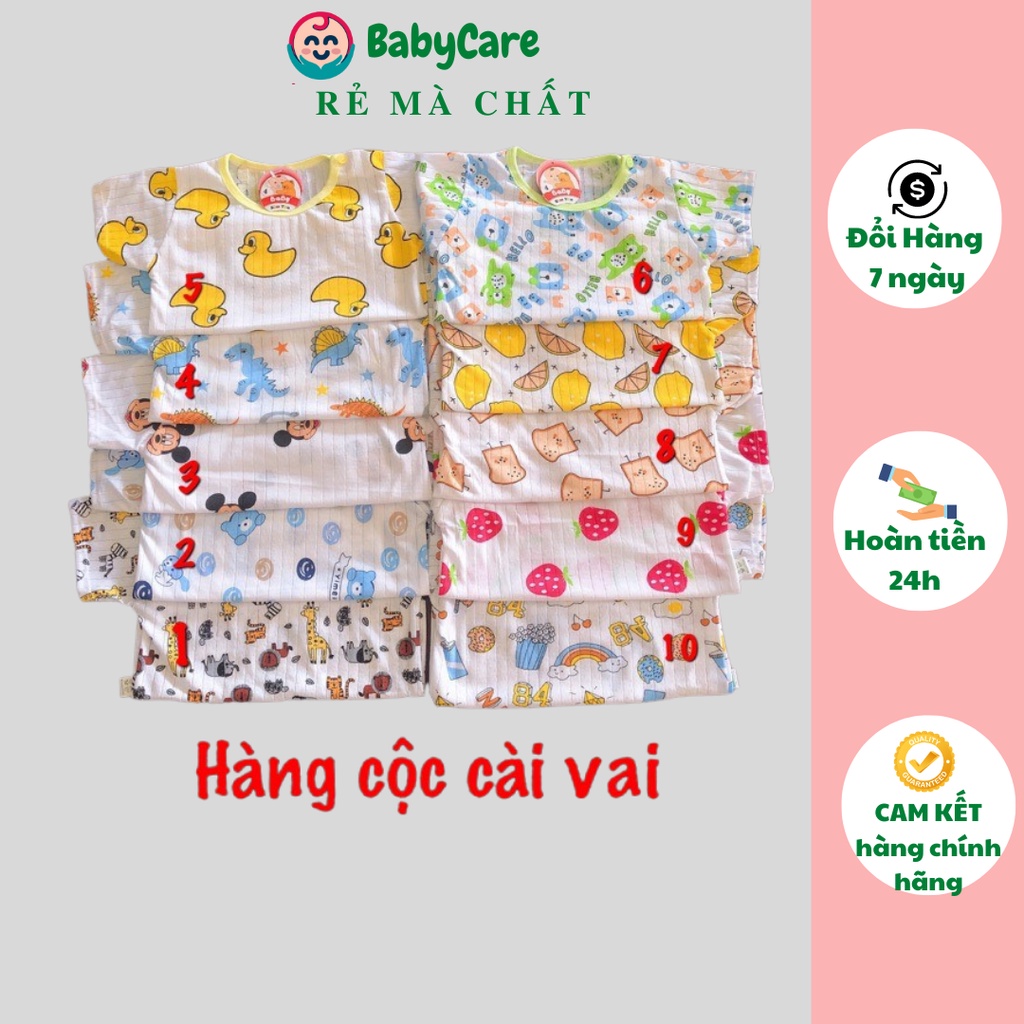 Sale! Bộ quần áo trẻ em CỘC TAY chất cotton giấy in họa tiết hoạt hình dễ thương cộc cài vai cho bé trai bé gái