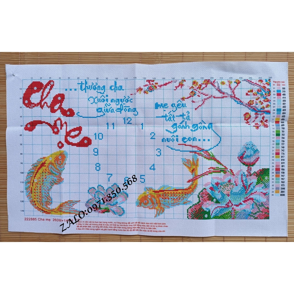 Tranh thêu chữ thập Cha Mẹ 222885-69x42cm