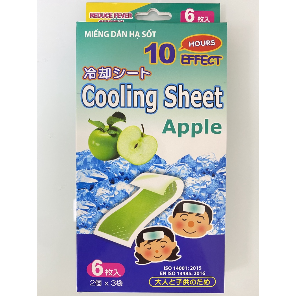 Miếng dán hạ sốt nhanh cho bé từ sơ sinh.Miếng dán Cooling sheet hương táo.anthaomoc