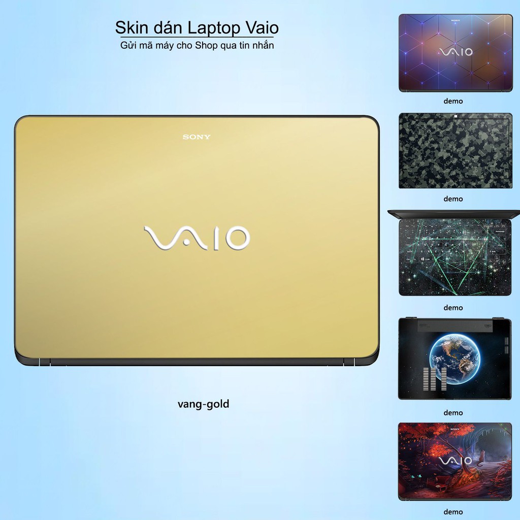 Skin dán Laptop Sony Vaio in màu vàng gold (inbox mã máy cho Shop)