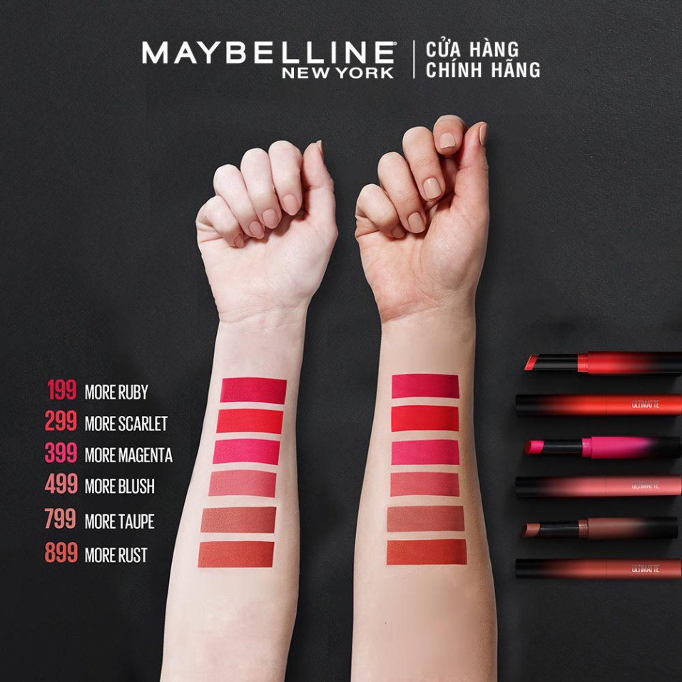 Son Lì Mịn Môi Siêu Nhẹ Cao Cấp Maybeline New York Color Sensational Ultimatte 1.7g Hàng Chính Hãng