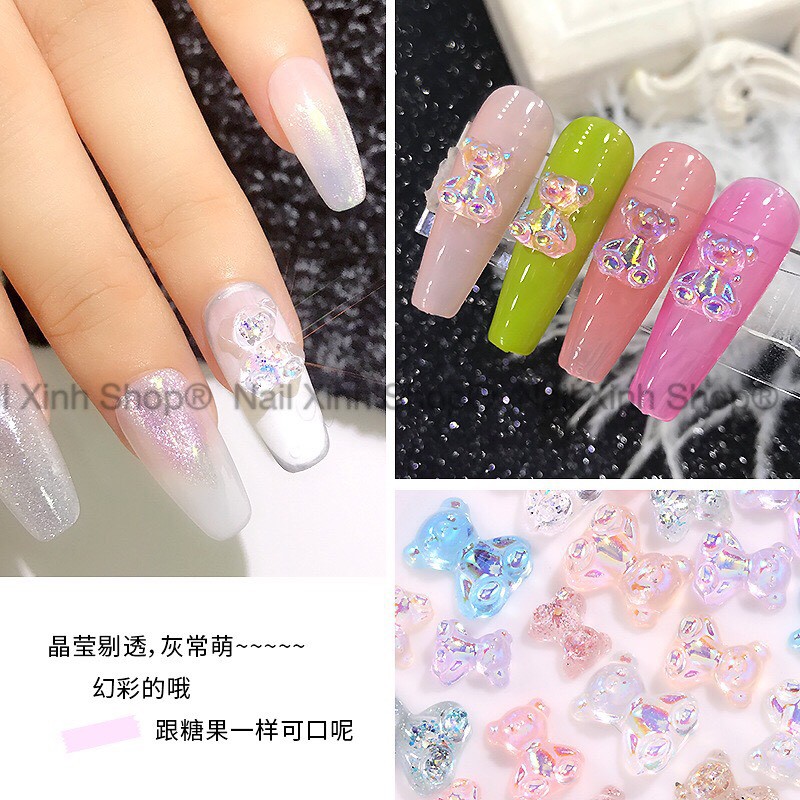 Hũ trang trí móng nail - 10 con gấu mix / charm gấu hot nail 2020