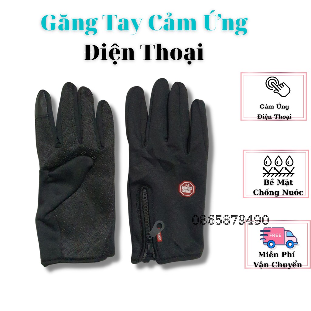 Găng Tay Chống Nước Có Ngón Cảm Ứng Điện Thoại Tiện Lợi Trong Mùa Đông Lạnh Giá