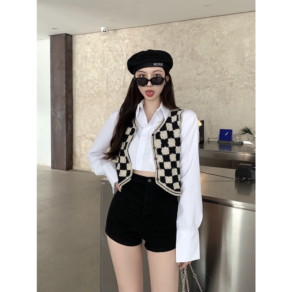 Áo khoác cardigan không tay họa tiết kẻ sọc phong cách cổ điển thời trang cho nữ
 | BigBuy360 - bigbuy360.vn