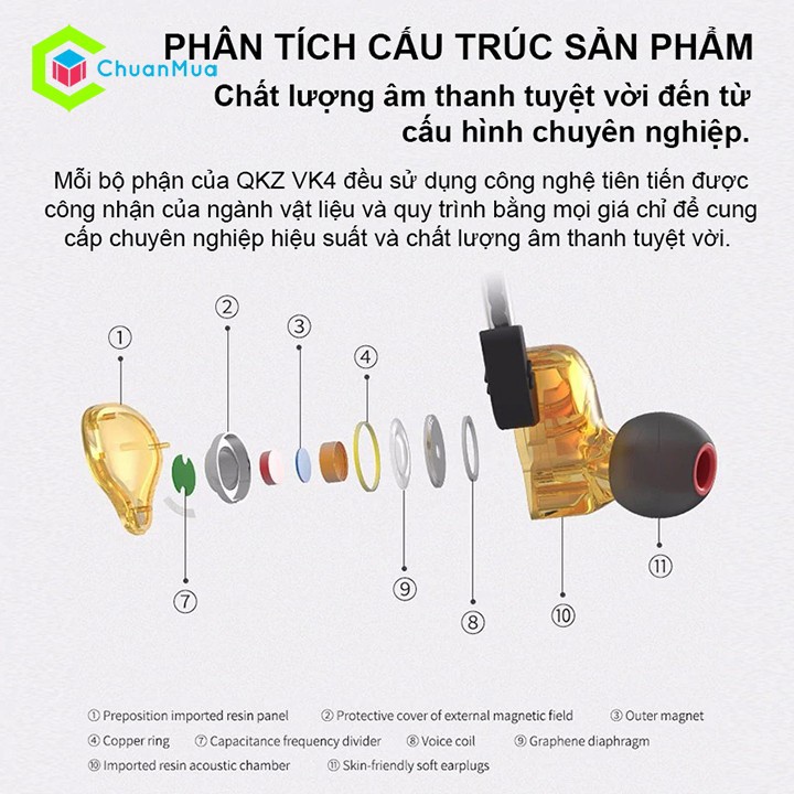 Tai Nghe Điện Thoại Nhét Tai QKZ AK6 Pro Siêu Bass Jack 3.5mm
