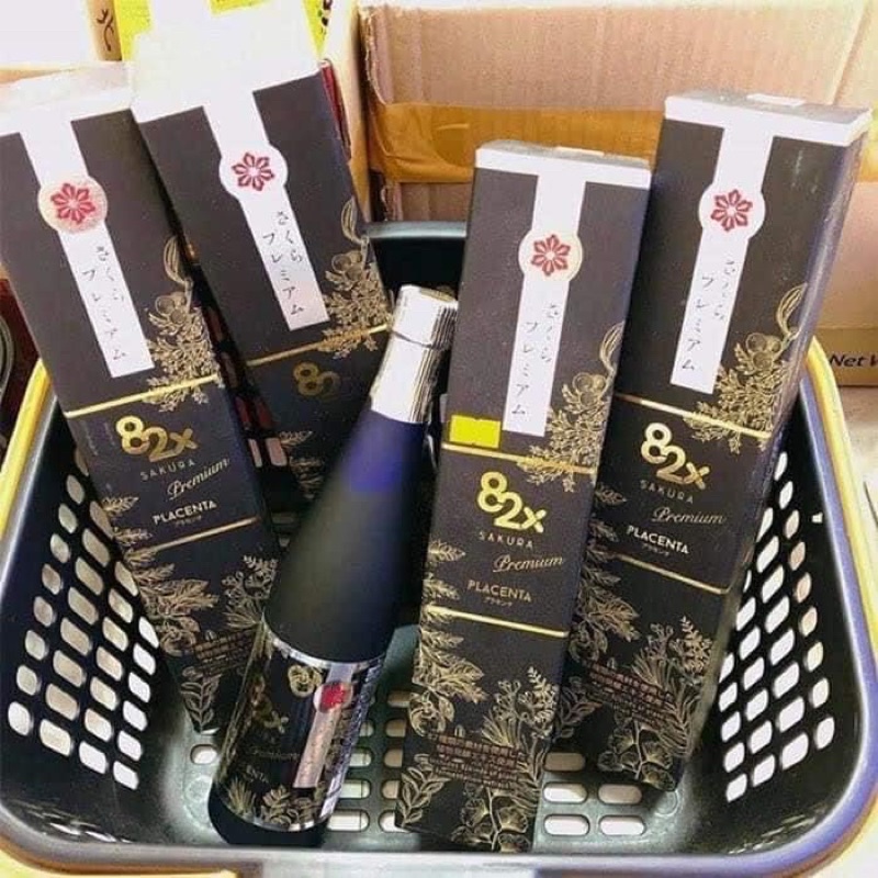 [Hàng nội địa Nhật] Nước Uống Đẹp Da Collagen 82X  Sakura Premium và Placenta 82X Sakura Premium chai 500ml