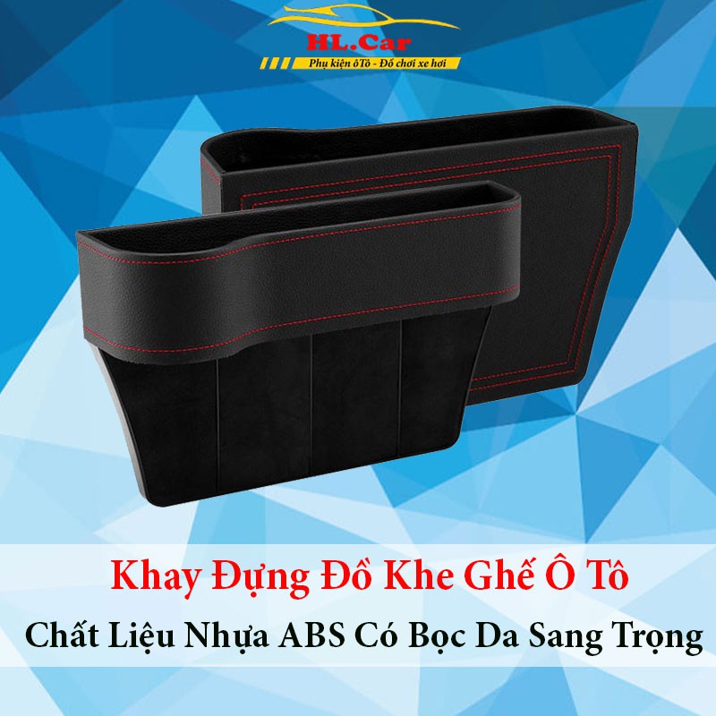 Khay Đựng Đồ Khe Ghế Ô Tô Tiện Lợi, Khay Để Đồ Khe Ghế Bọc Da Pu Cao Cấp