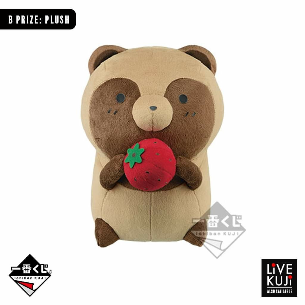 [BANDAI] Gấu bông cáo chồn Tanuki and Kitsune Kuji Lots of Fruits Prize B Tanuki Raccoon Plush limited chính hãng