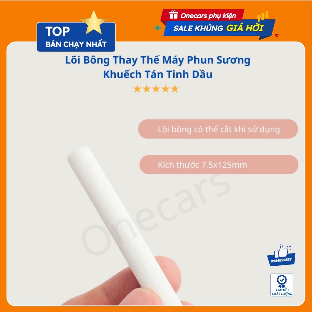 10 Lõi Bông Thay Thế Máy Phun Sương Khuếch Tán Tinh Dầu - Kích Thước 7,5x125mm