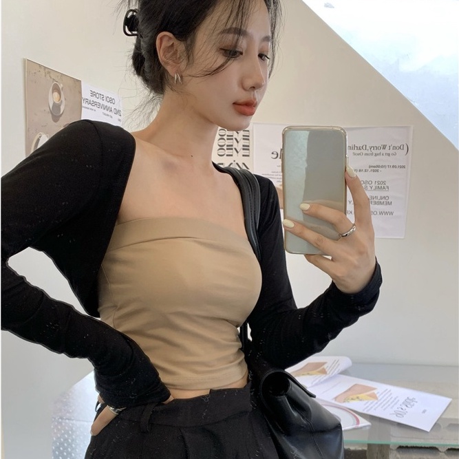 Áo cardigan SUXI dệt kim dài tay màu trơn phong cách Hàn Quốc mới