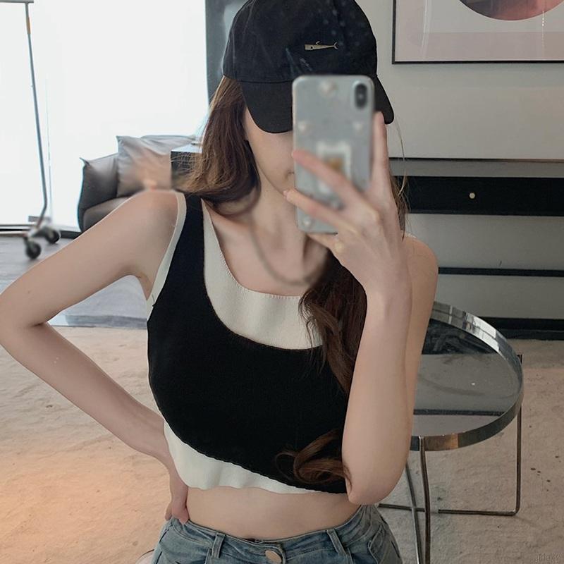 Áo sát nách dáng lưng không tay phối màu sắc thời trang nữ tính
