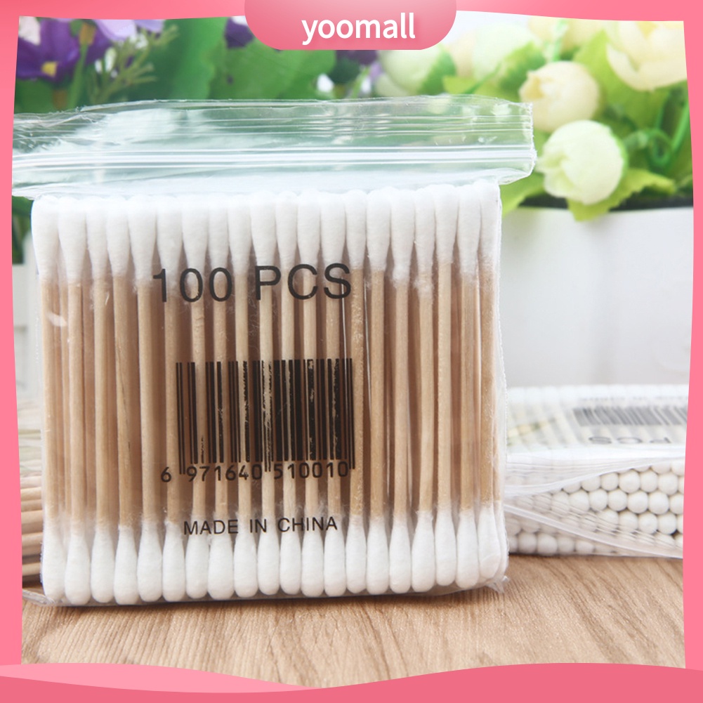 [Hàng mới về] Set 100 tăm bông hai mặt dùng một lần tiện dụng chăm sóc cho sức khỏe
