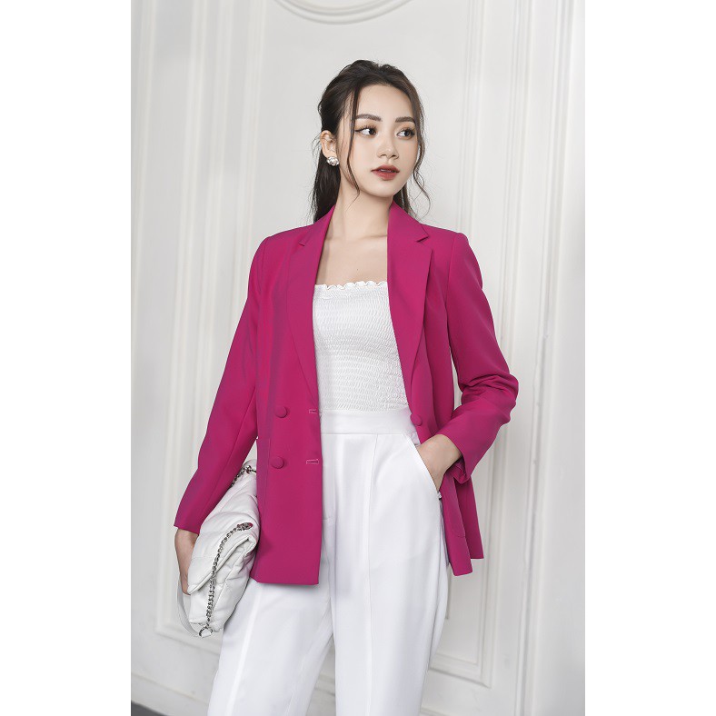 Áo khoác blazer nữ KO-ISAN thiết kế thanh lịch với 04 khuy cúc, chất liệu cao cấp - 390121