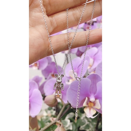Dây chuyền bạc nữ 925 gấu BearBrick,Dây chuyền gấu Bear Brick bạc 925 cao cấp-Minh Tâm Jewelry