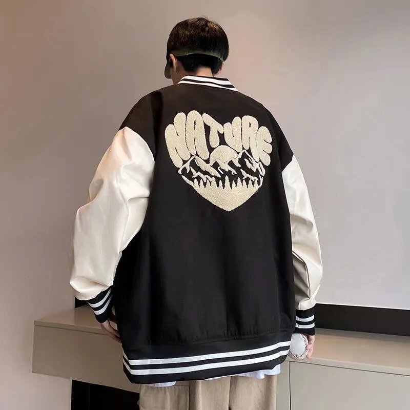 Áo khoác bóng chày thêu họa tiết chữ phong cách retro thời trang cho nam và nữ