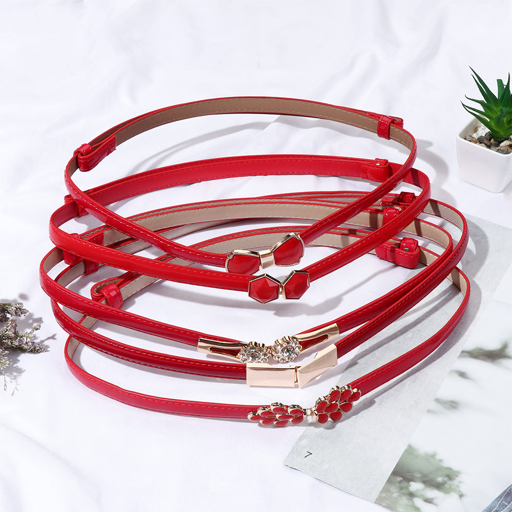 Thắt lưng da pu phối khóa kim loại nhiều màu sắc đầy cá tính tùy chọn