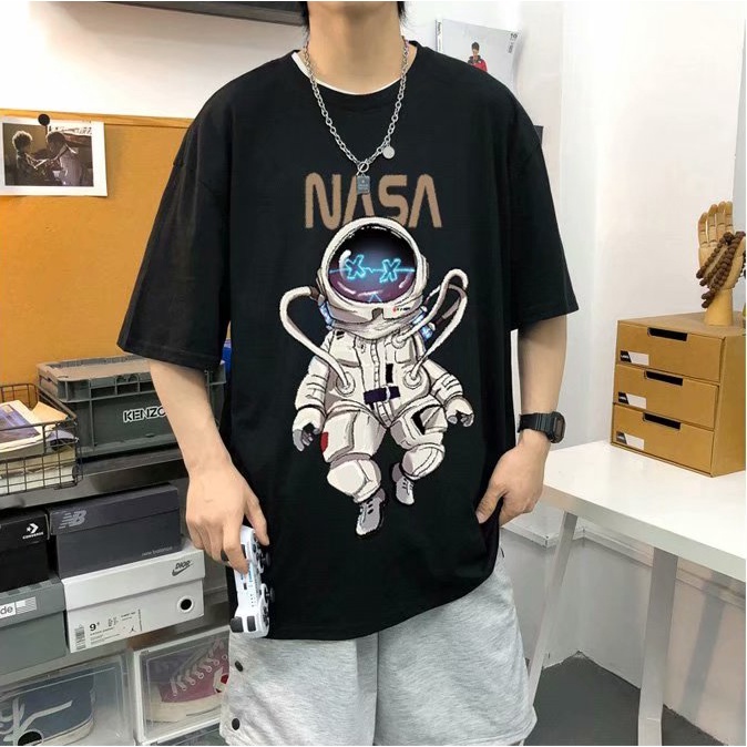 [Mẫu Mới] Áo Thun Nam Nữ Unisex Form Rộng Tay Lỡ Cổ Tròn Phối Họa Tiết Hoạt Hình In Chữ NASA zenkonu TOP NAM 178V2