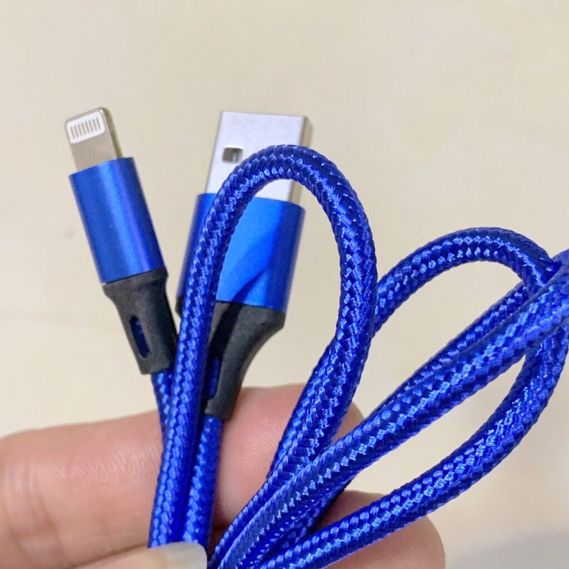 CÁP SẠC IPHONE, SAMSSUNG, OPPO BỌC DÙ QUAKER DÀI 1M.