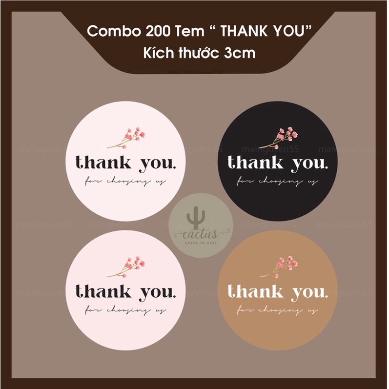 Combo 200 Tem Thank You, Tem Cảm Ơn