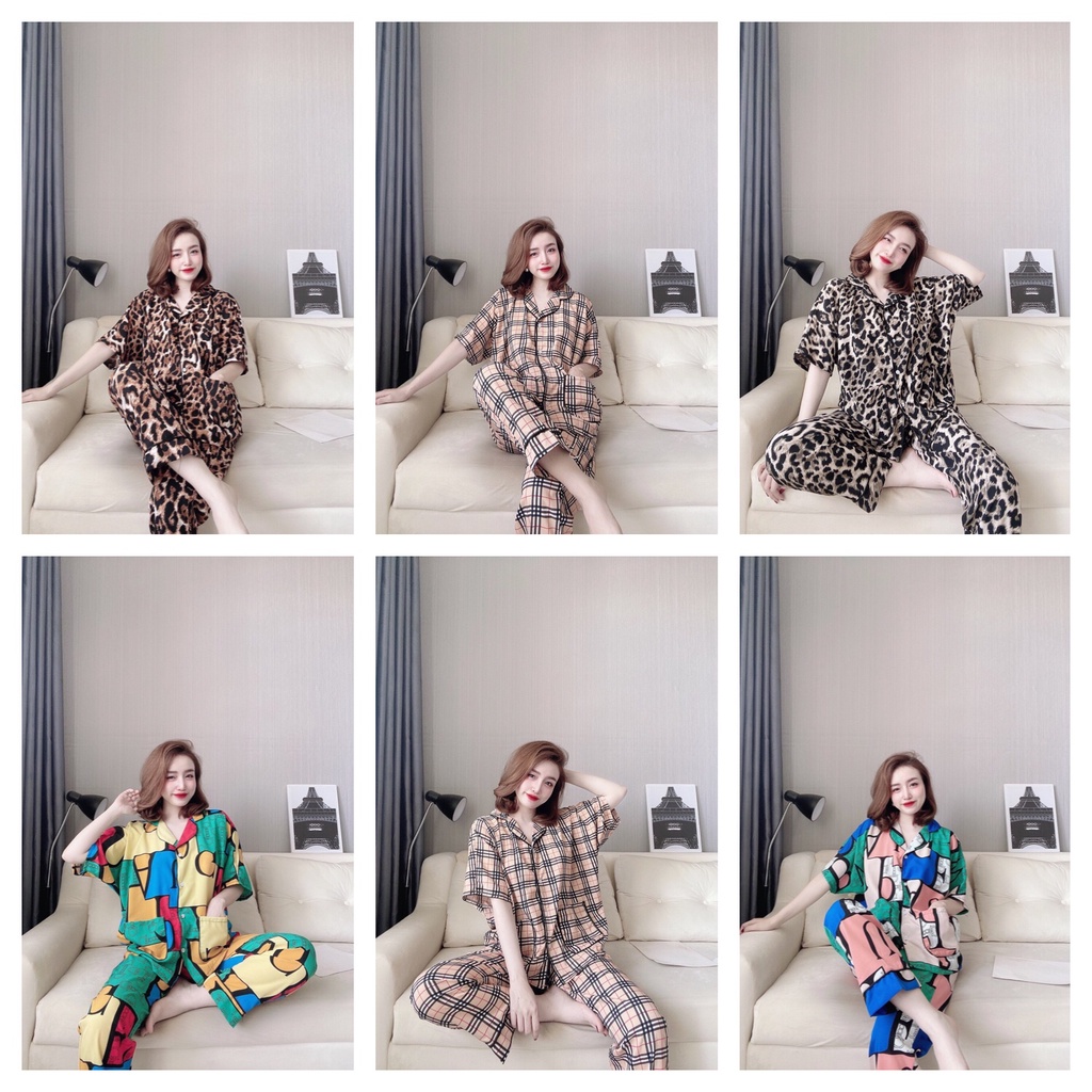 Đồ bộ pijama lụa cánh dơi cộc tay quần dài dưới 58 kg -Đồ bộ mặc nhà mặc ngủ siêu đẹp