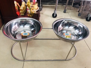 Bát ăn đôi inox cao 25cm dành cho chó