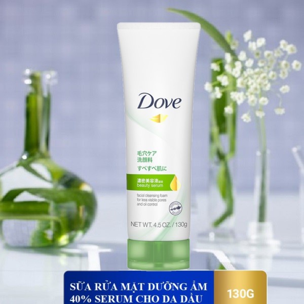 Sữa Rửa Mặt Dove Tinh Chất Serum 130g Cấp Ẩm Kiềm Dầu & Se Khít Chân Lông Dove Beauty Serum Facial Cleansing Foam