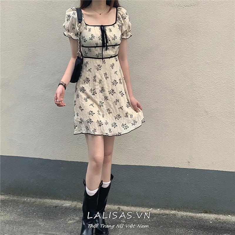 Đầm Cổ Vuông Hoạ Tiết Hoa Kiểu Dáng Trẻ Trung Xinh Xắn Kiểu Hàn Quốc | BigBuy360 - bigbuy360.vn