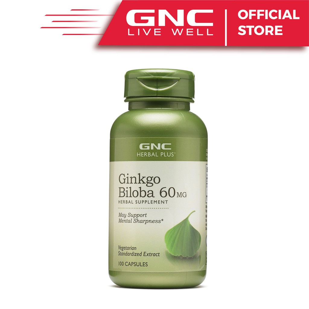 Viên Uống Bổ Não Chiết Xuất Lá Bạch Quả GNC Ginkgo Biloba 60mg (100 Viên)