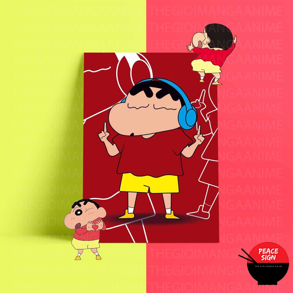 Poster Shin Cậu bé bút chì 8 tấm ảnh A4 anime chibi tranh treo