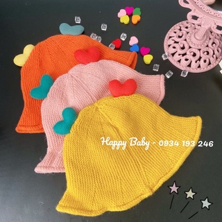 Mũ len tim dễ thương cho bé gái 0-2 tuổi