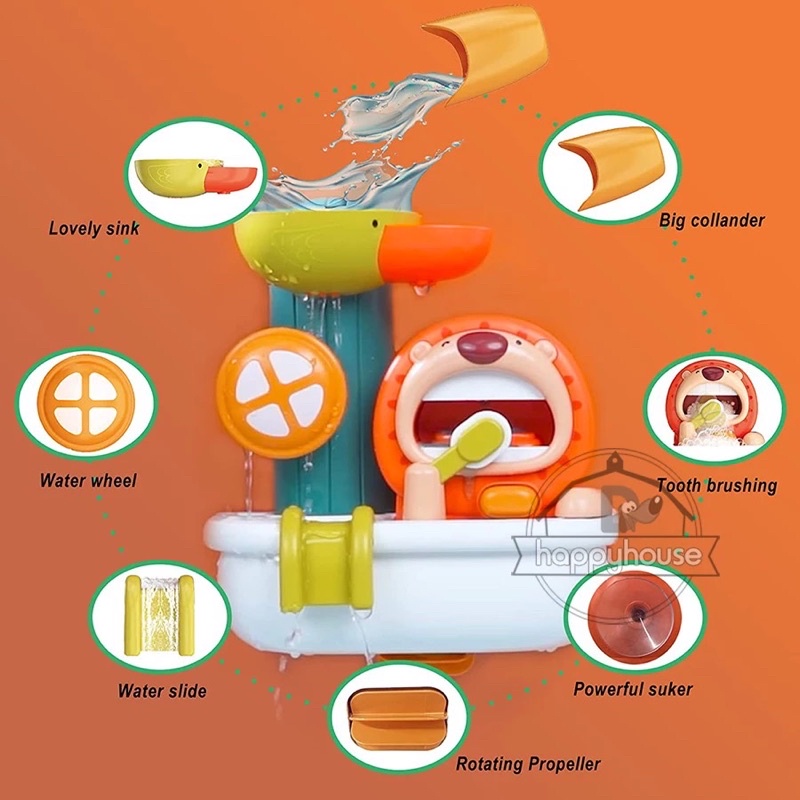 ĐỒ CHƠI NHÀ TẮM THÁC NƯỚC VÀ CHÚ SƯ TỬ CON THỔI BONG BÓNG XÀ PHÒNG
