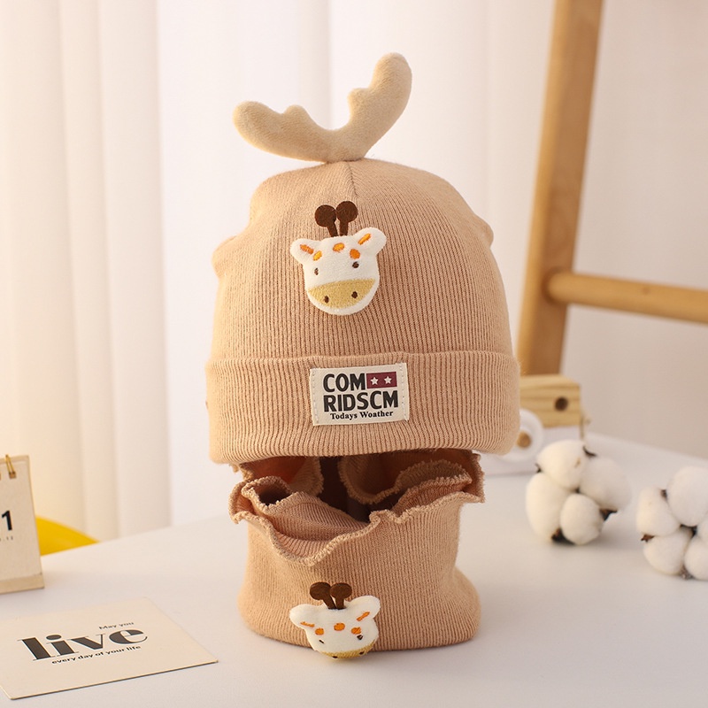 Mũ kèm khăn ống tuần lộc cho bé 0-24 Tháng- 1 Sừng