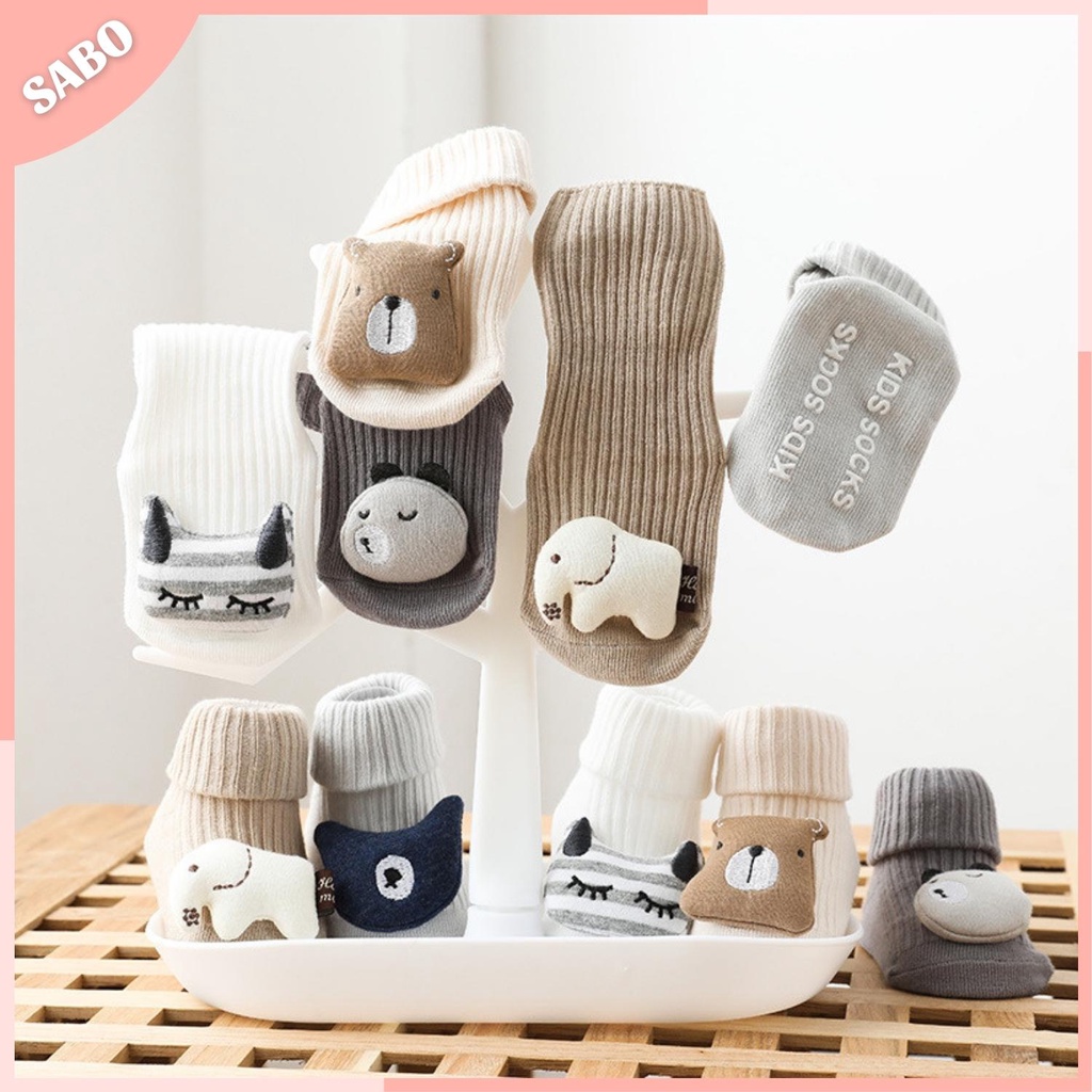 Tất Len Cổ Cao Hình Thú 3D NEMO BABY Cho Bé Trai Bé Gái Sơ Sinh 0-3 Tuổi, Vớ Cổ Cao Chống Trượt T06