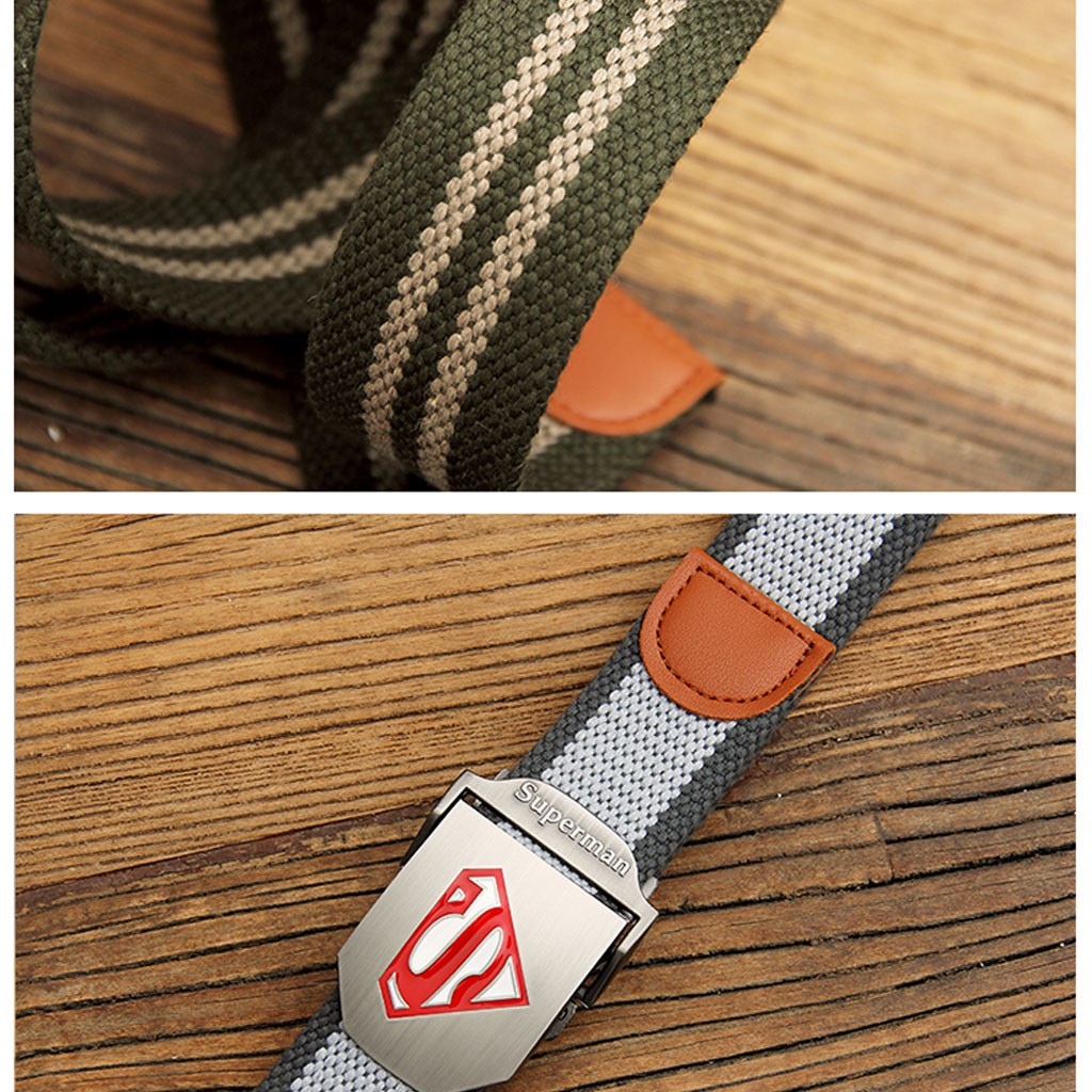 Thắt lưng vải dù nam Superman phong cách mạnh mẽ mặt hợp kim thép không ghỉ sáng bóng bền màu, dây lưng vài dù bền chắc