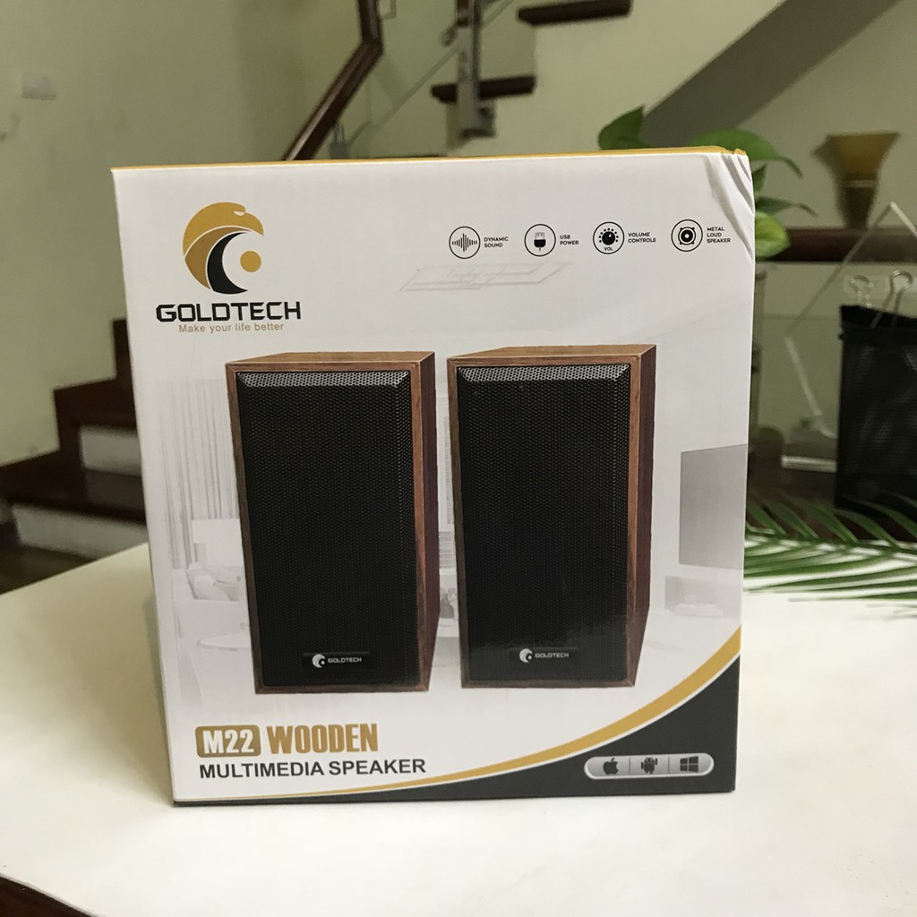 Loa mini 2.0 Goltech M22, Loa Ghỗ mini 2.0 M22, Loa Prime FT 102, Loa máy tính giá rẻ