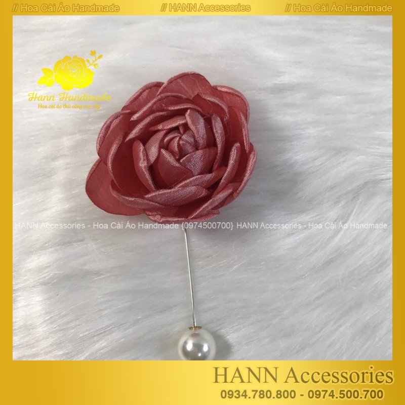 Hoa cài áo handmade thời trang cao cấp, Tang Hoa Hồng Cài Áo