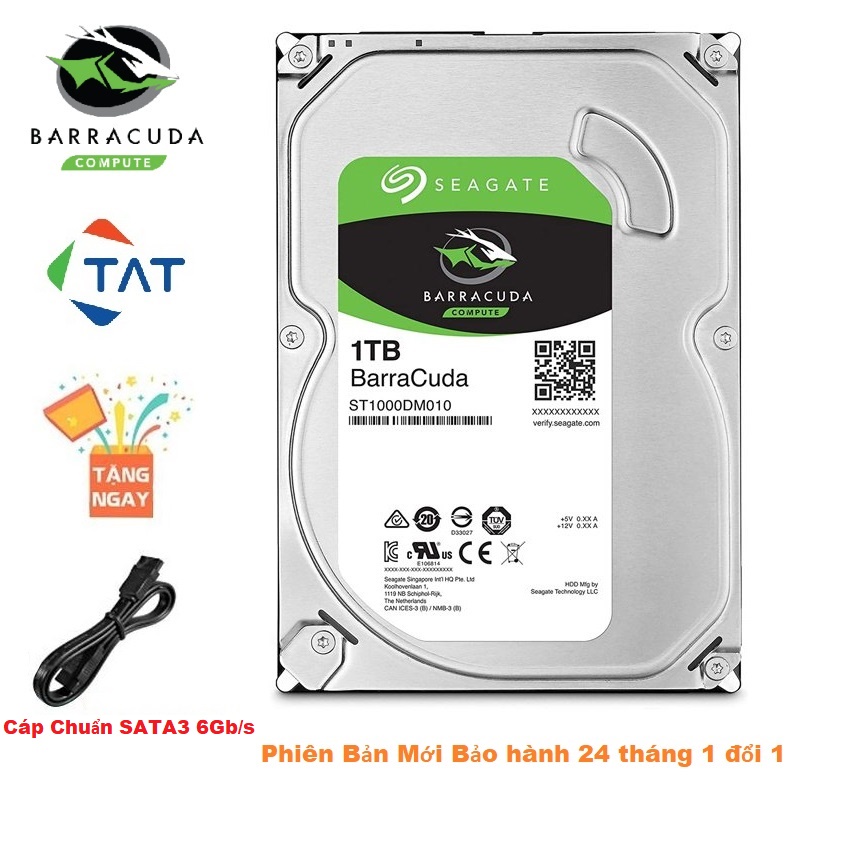 Ổ Cứng HDD 1TB Seagate Barracuda 3.5 inch 7200RPM - Mới Bảo hành 24 tháng